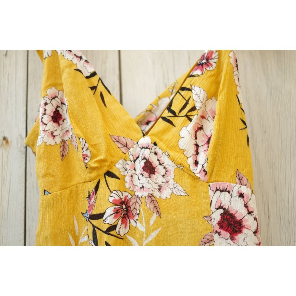 Timing Mustard Floral Open-Back Maxi Dress - Picture 2 of 4